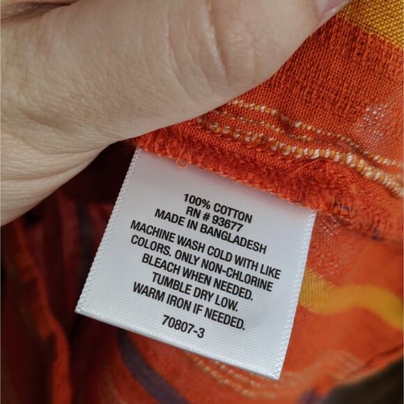 A AN.A Orange Stripe Fall Colors Button Down Cotton Tank Medium - Picture 3 of 5